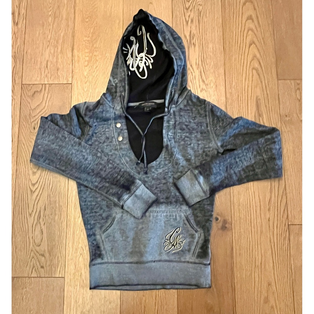 Vintage Y2K Christian Audigier Dream Catcher Hoodie XS Acid Wash Rhinestone CA
